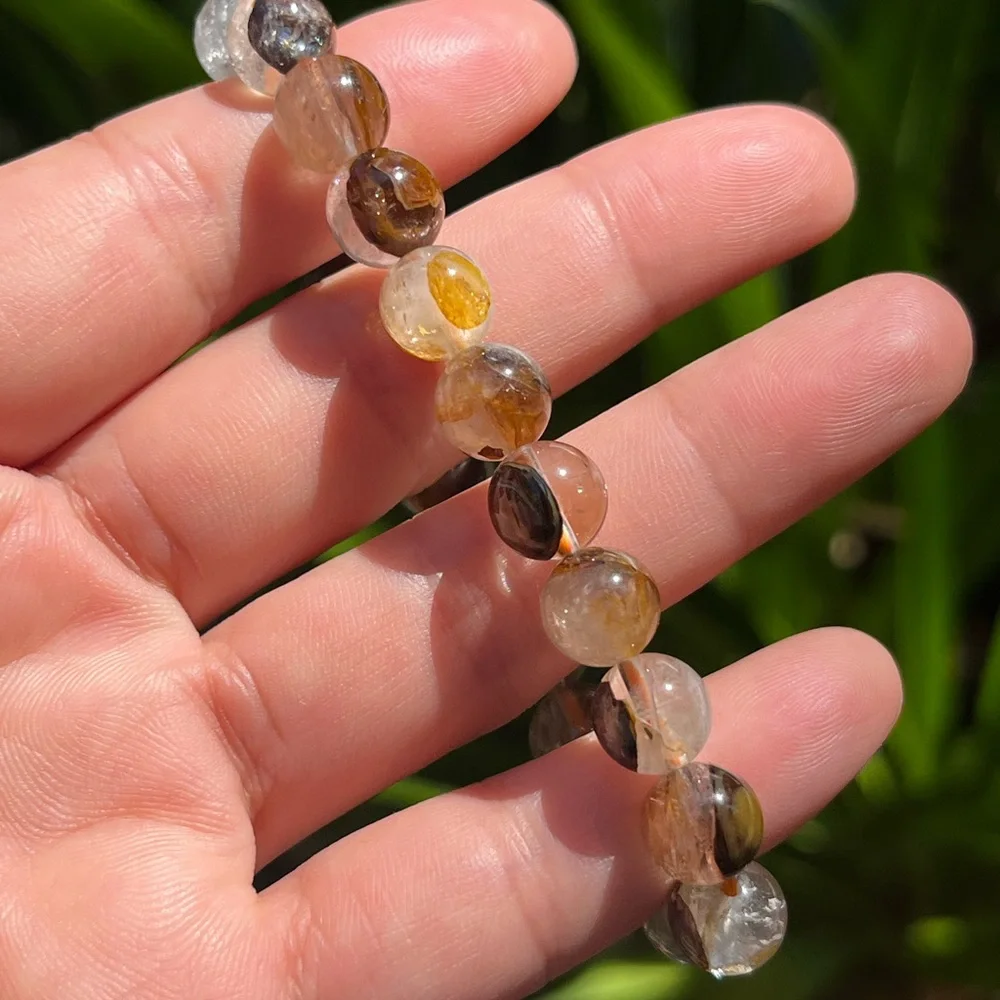 6.5 inches 9mm‎ stretchable brown golden healer bracelet